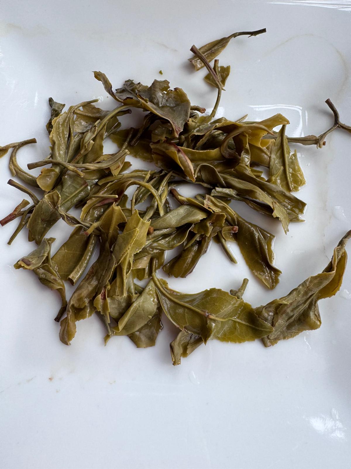 Emerald green Darjeeling green tea dried leaves texture detail Brook37