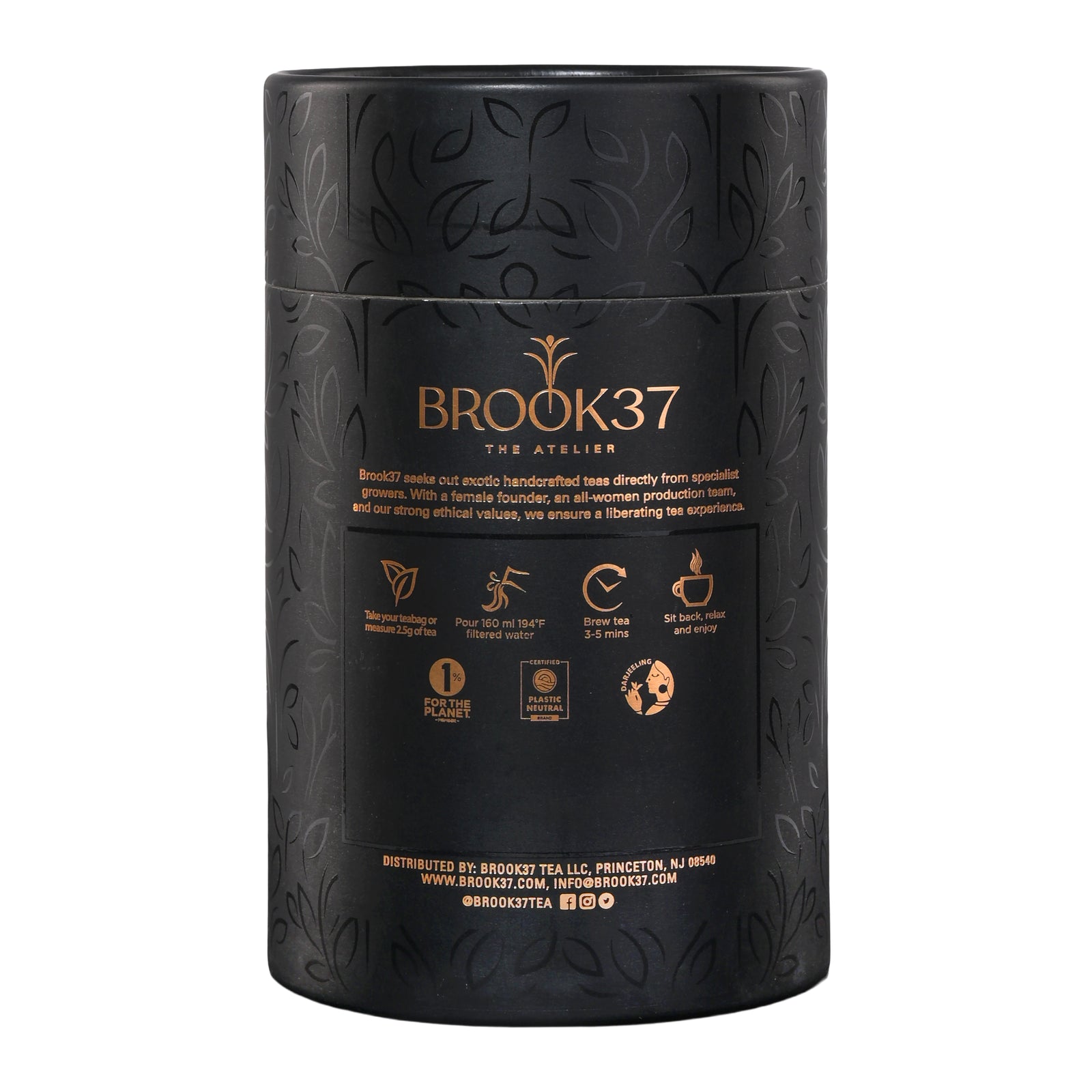 Emerald green Darjeeling green tea packaging front label Brook37