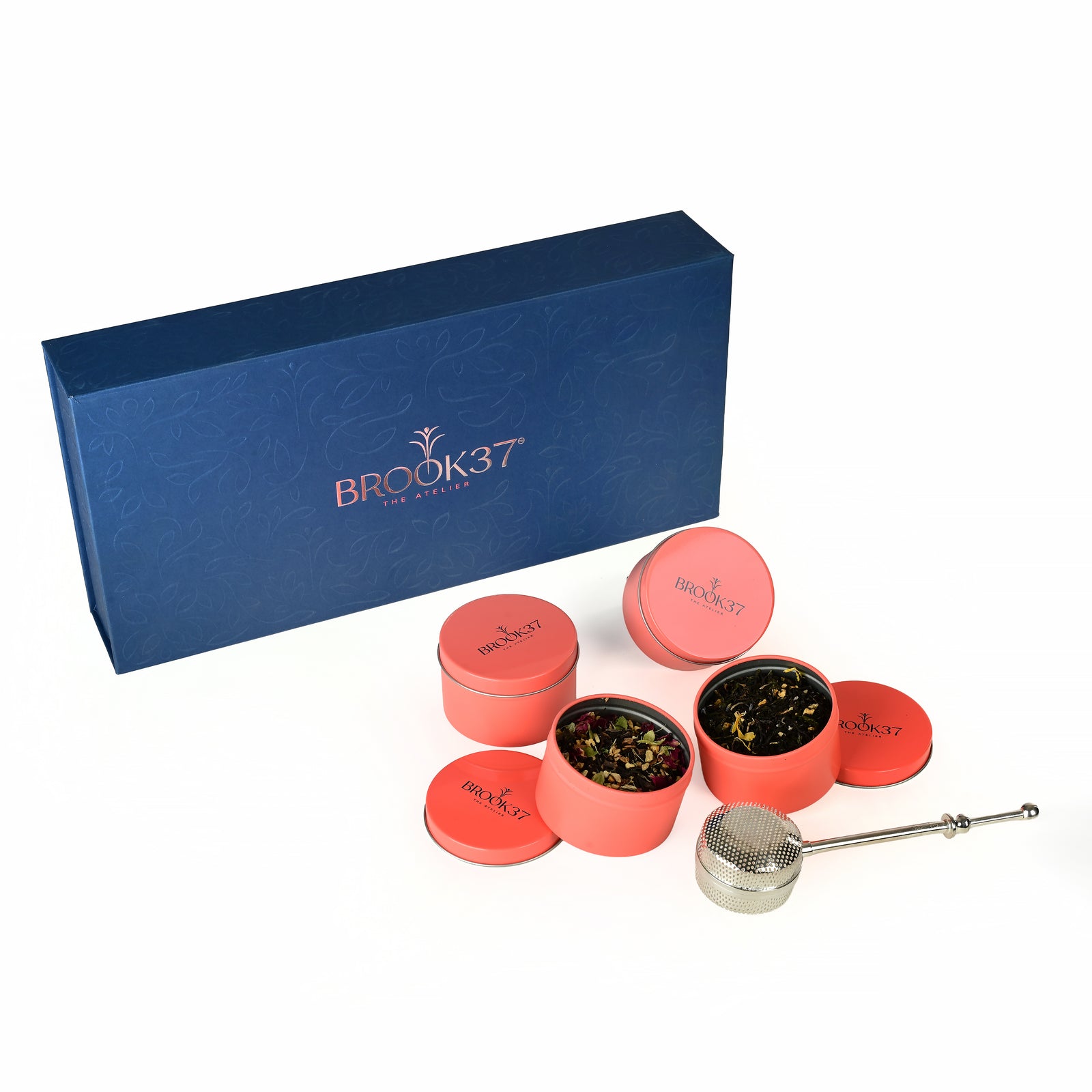 Epicurean tea gift collection premium blue gift box with tea accessories Brook37