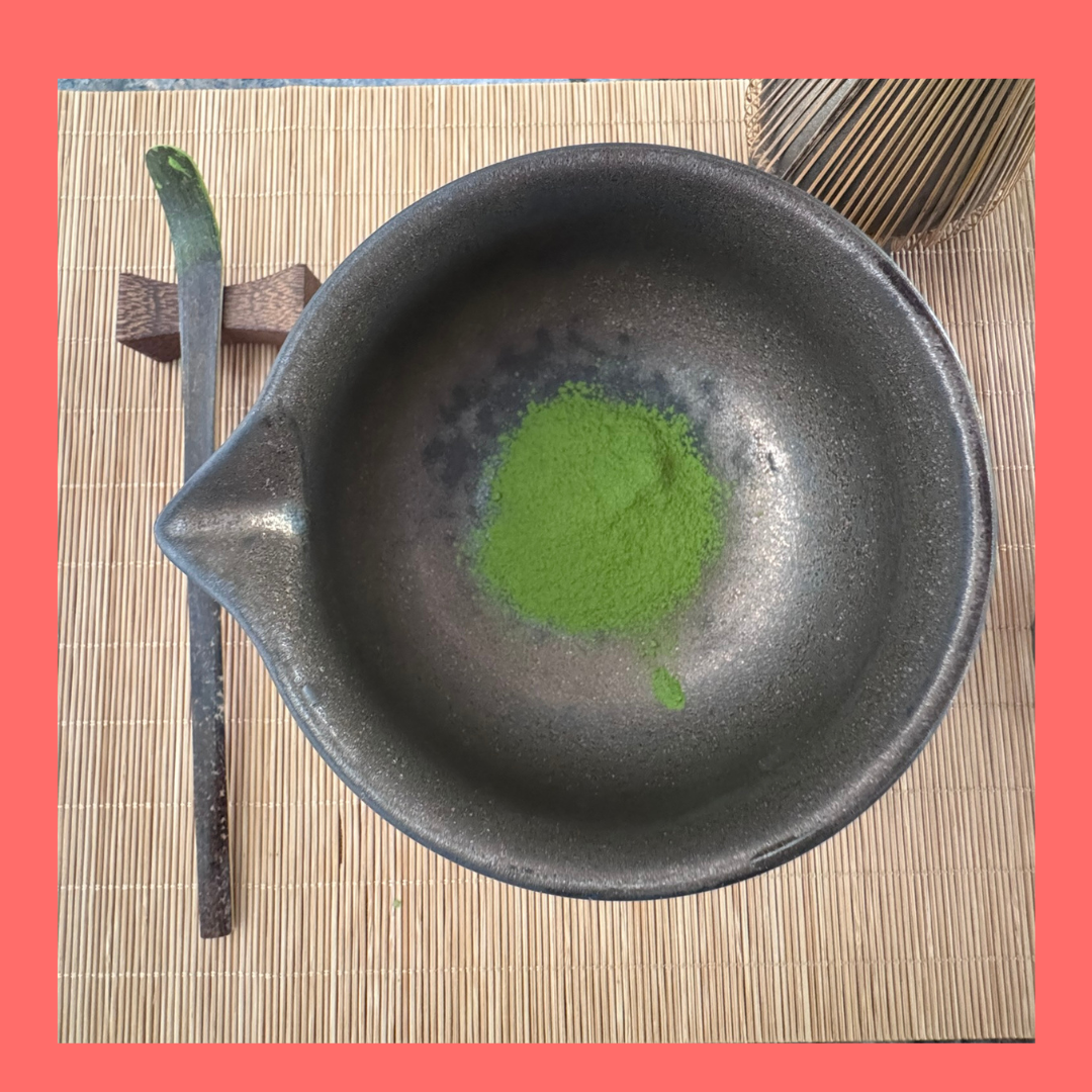 Harmony matcha being whisked with bamboo chasen preparation view Brook37