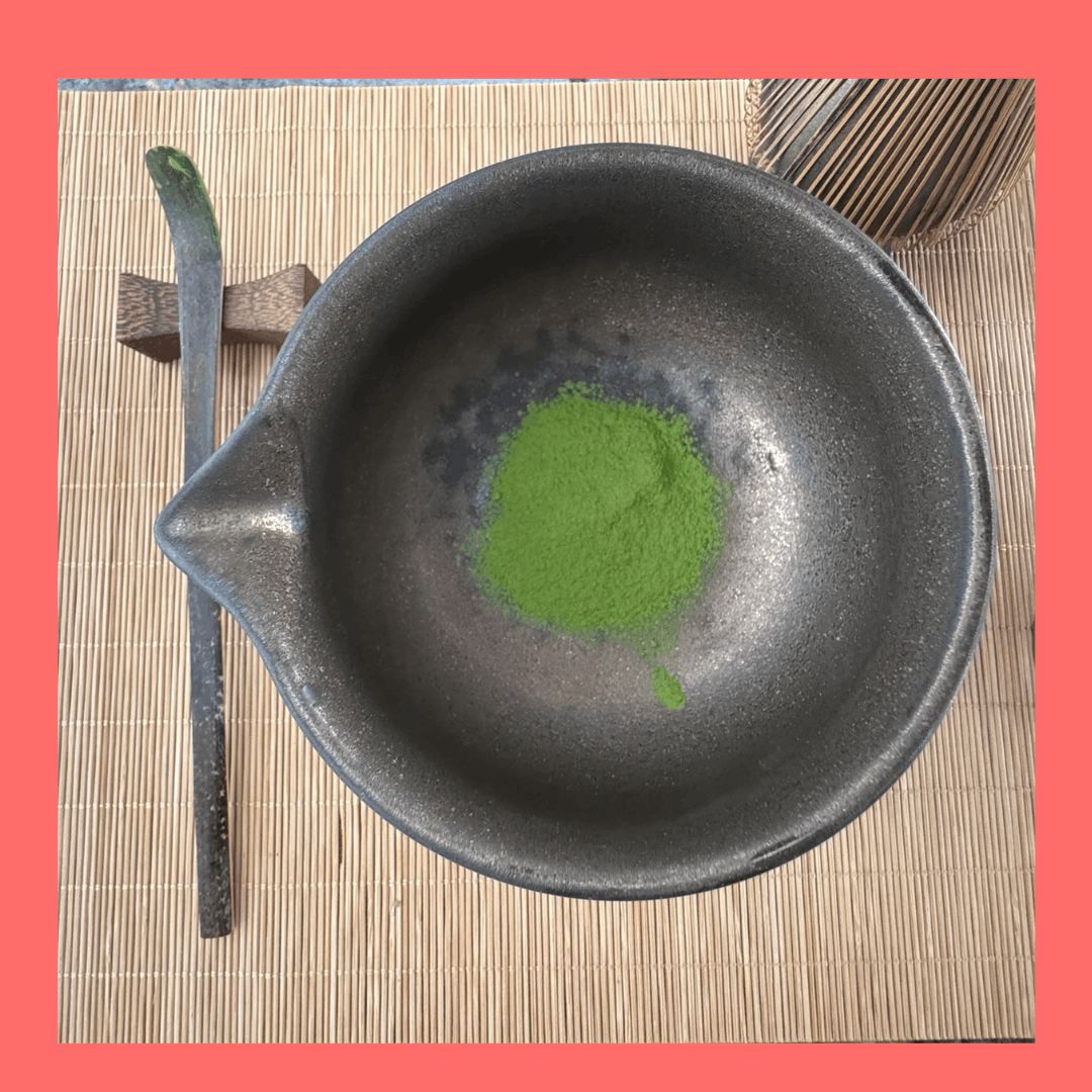 Harmony matcha being whisked with bamboo chasen preparation view Brook37