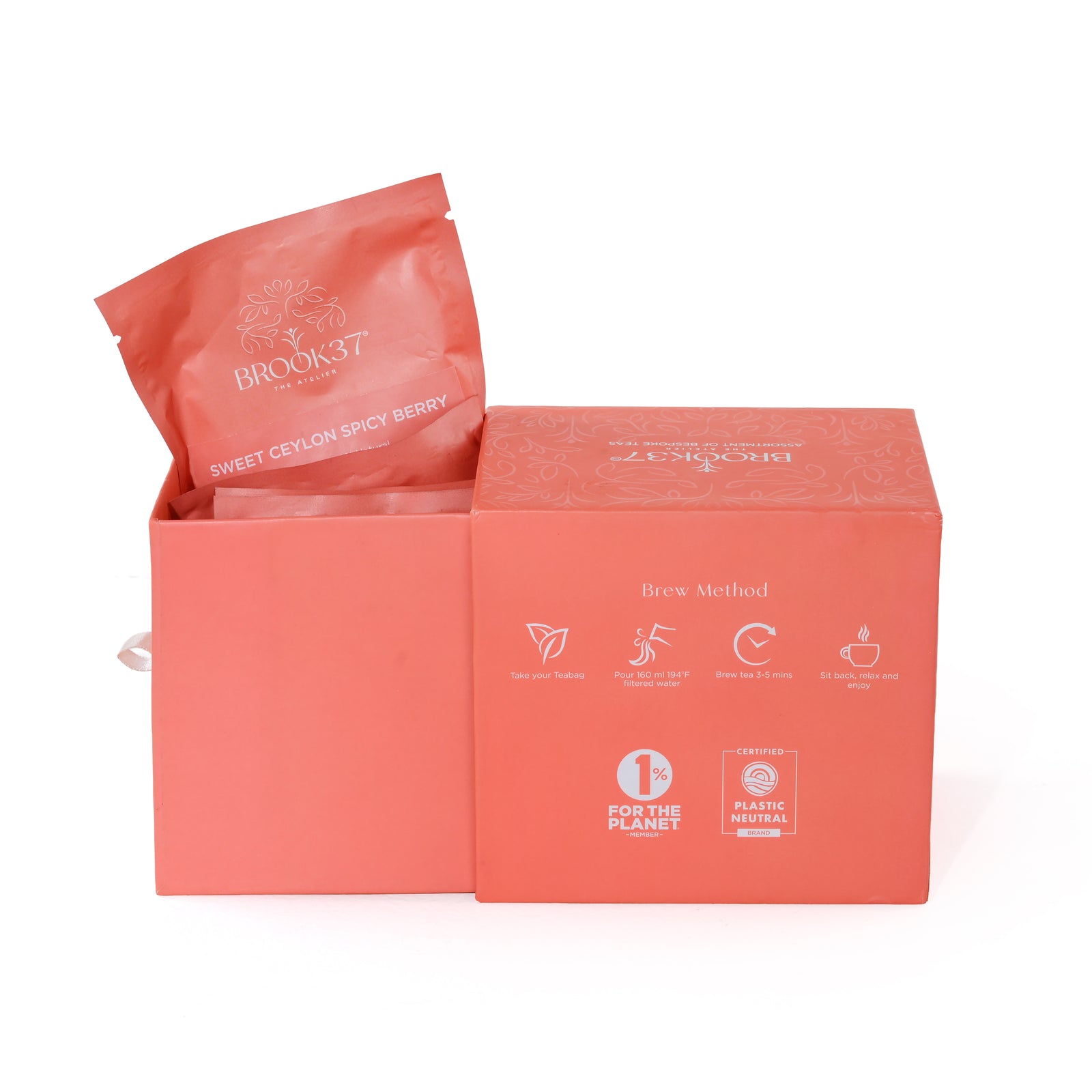 Brook37 Assorted Tea Sampler Box - A Collection of 8 Flavored Tea Blends